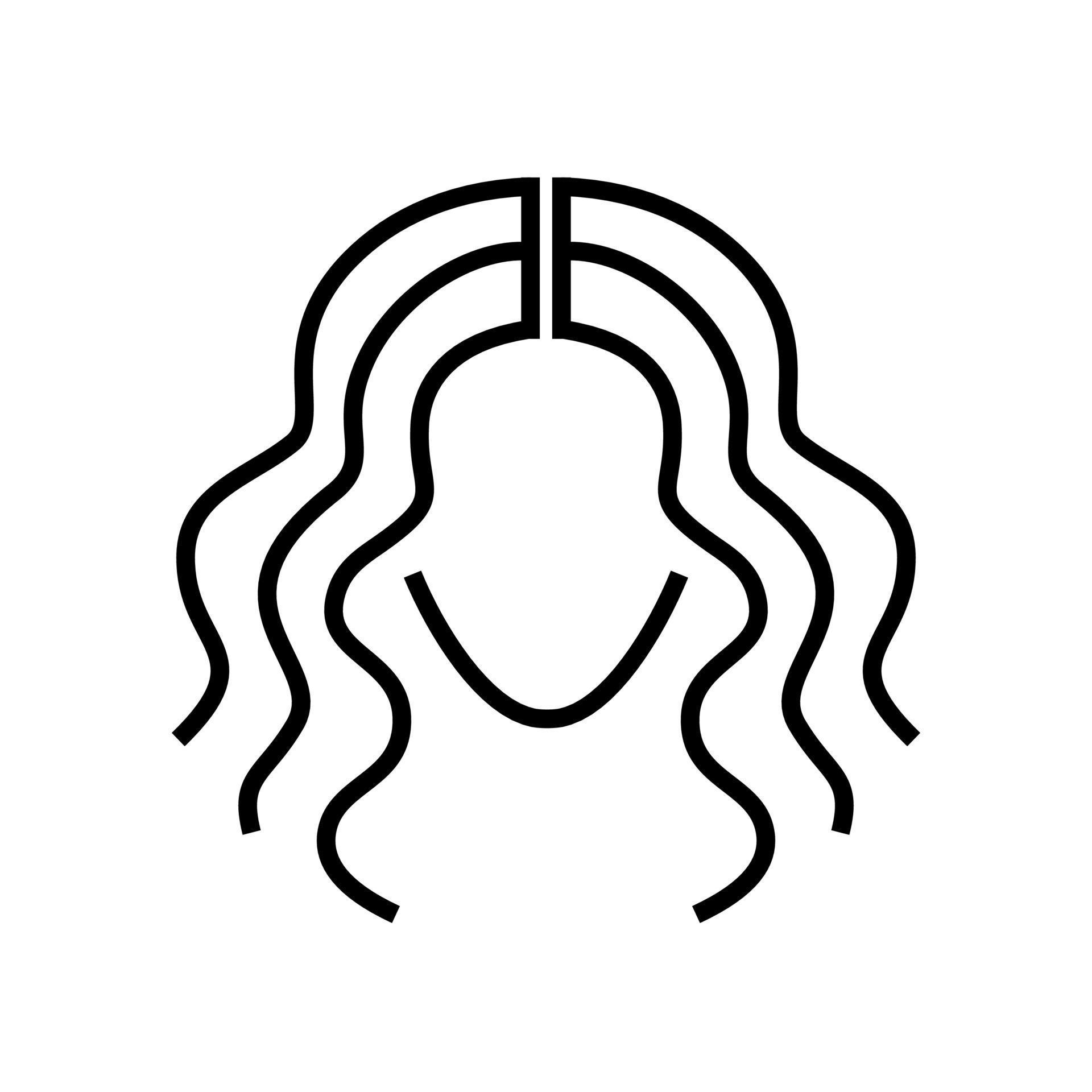 logotipo de peinado líneas finas. cara y silueta de peinado ondulado
