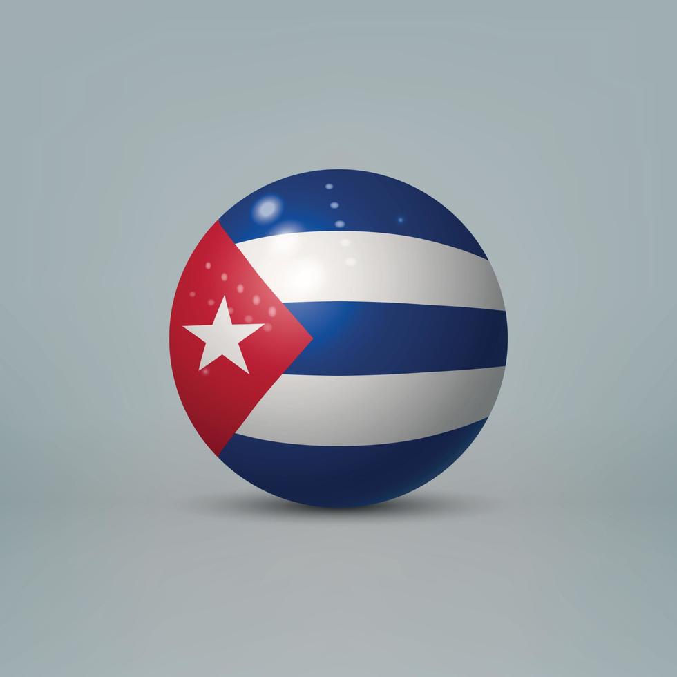 3d realistic glossy plastic ball or sphere with flag of Cuba vector