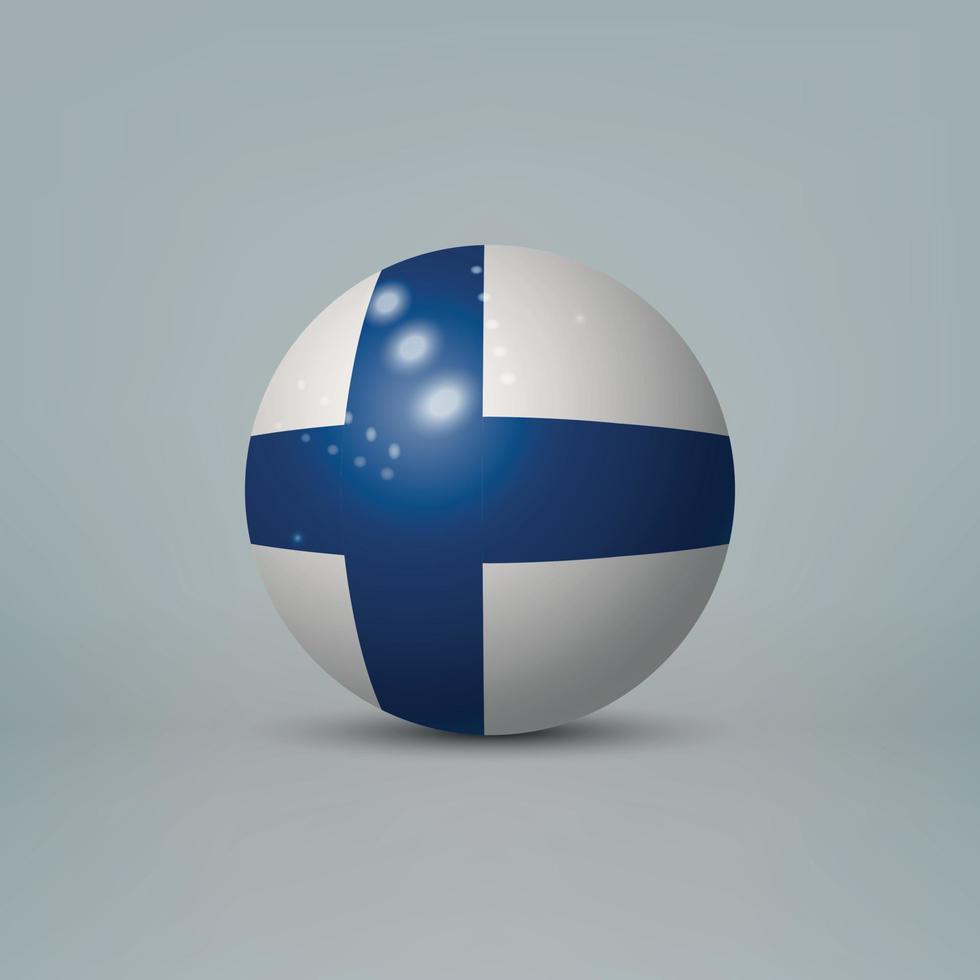 3d realistic glossy plastic ball or sphere with flag of Finland vector