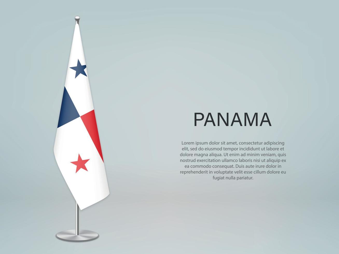 Panama hanging flag on stand. Template forconference banner vector