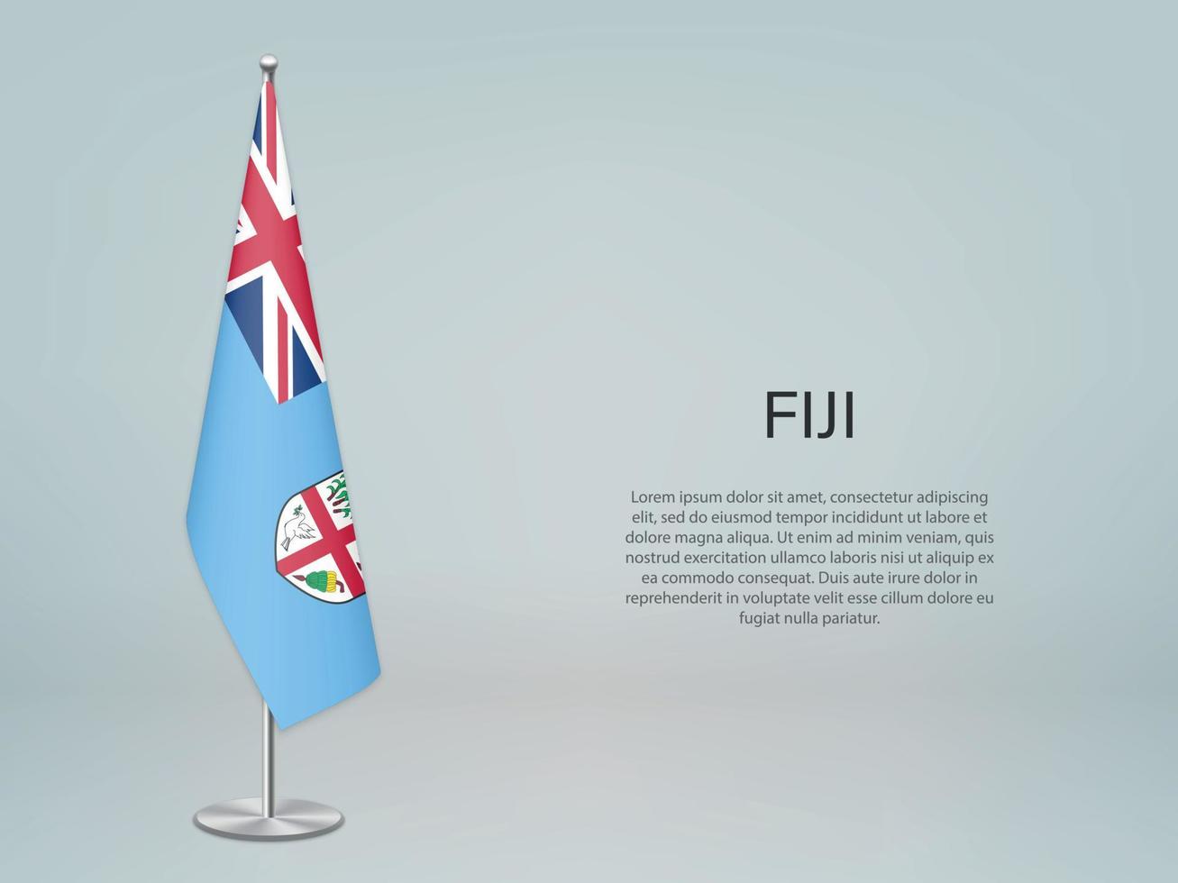 Fiji hanging flag on stand. Template forconference banner vector