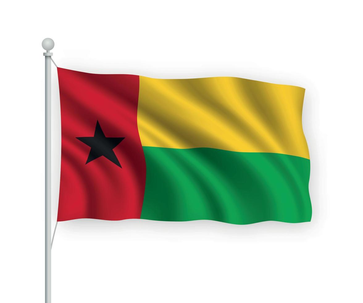3d waving flag Guinea Bissau Isolated on white background. vector