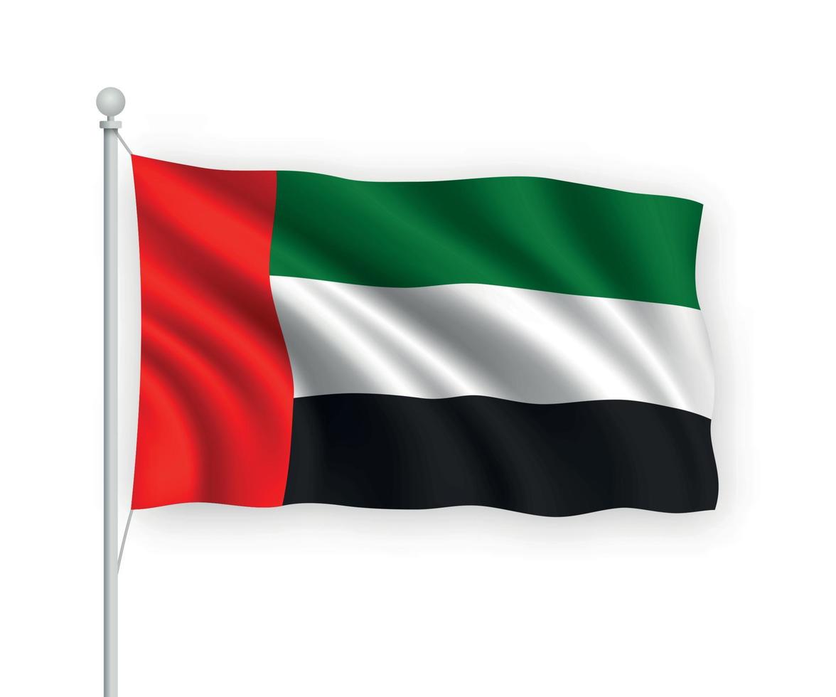 3d waving flag United Arab Emirates Isolated on white background vector