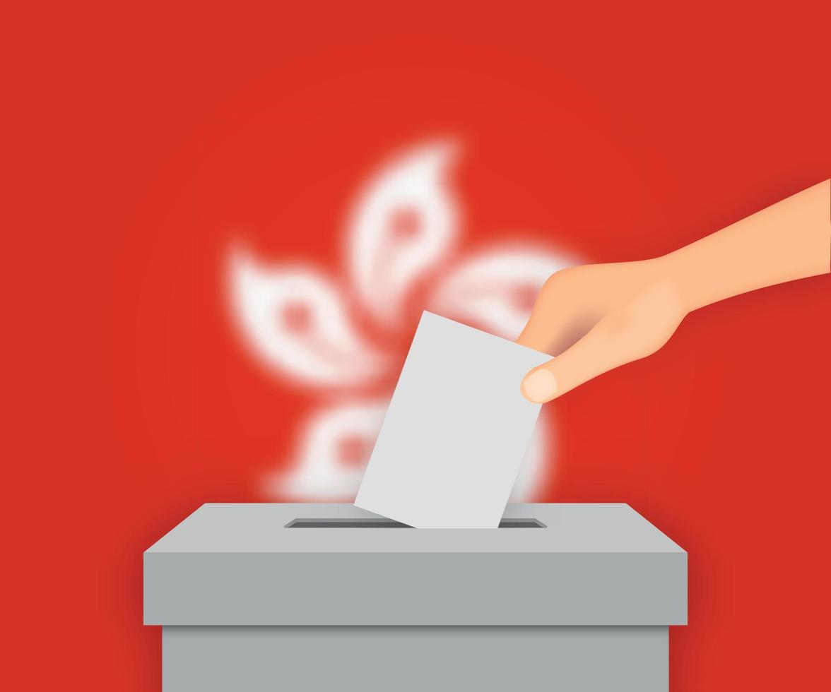 Hong Kong election banner background. Ballot Box with blurred fl Template for your design vector