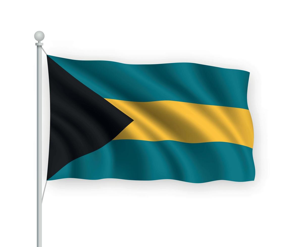 3d waving flag Bahamas Isolated on white background. vector