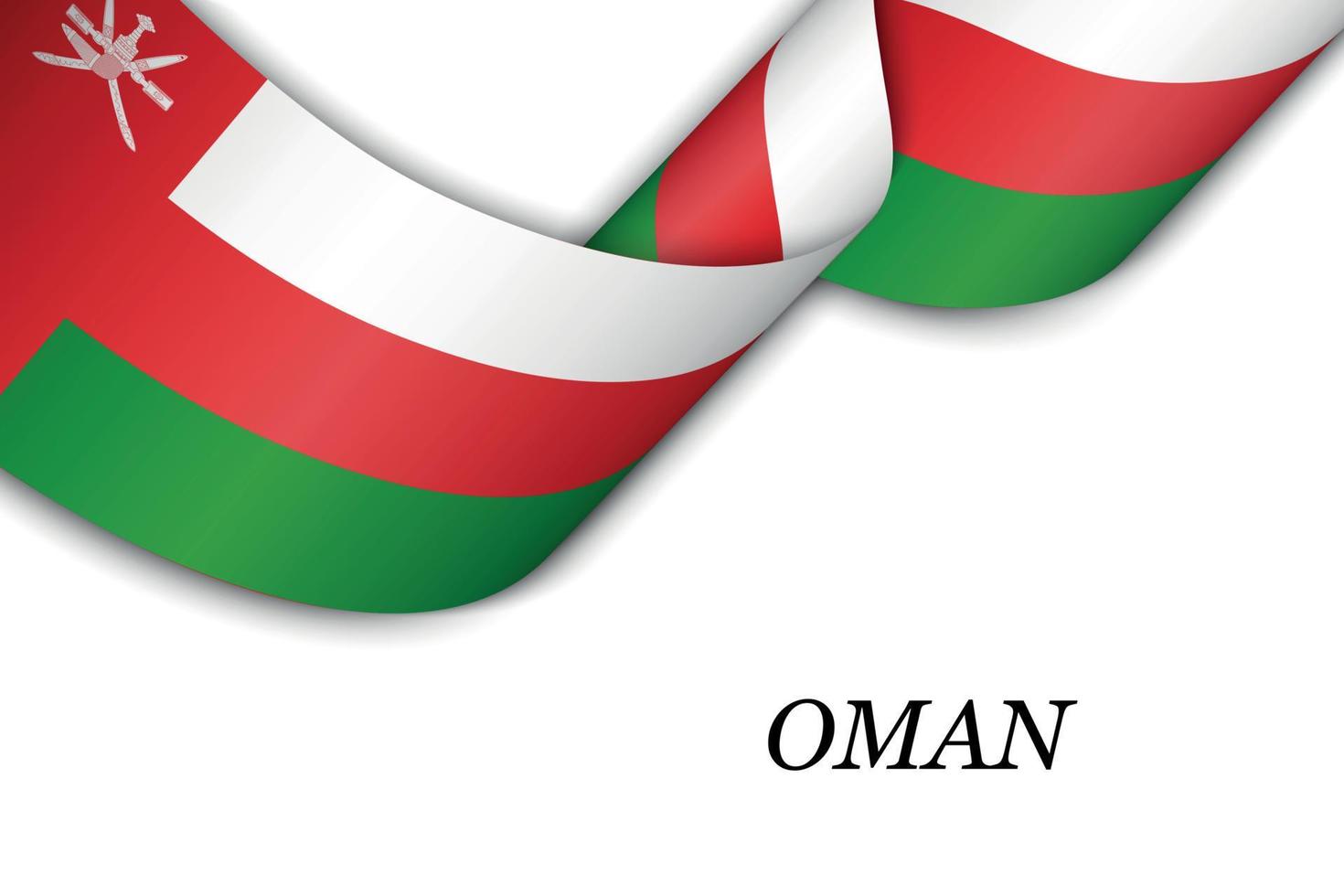 Waving ribbon or banner with flag of Oman vector