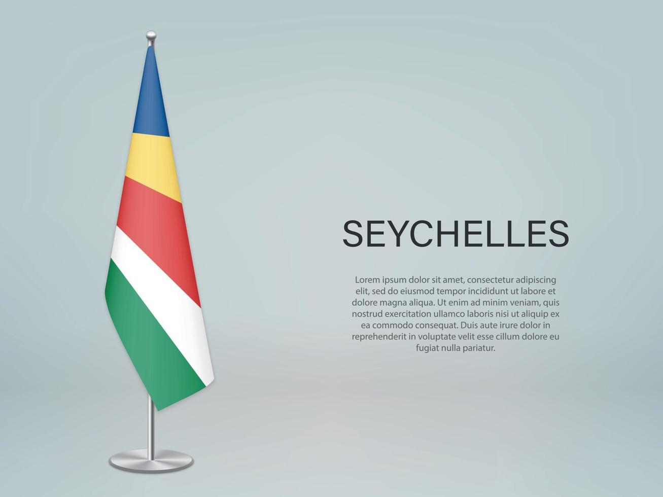 Seychelles hanging flag on stand. Template forconference banner vector