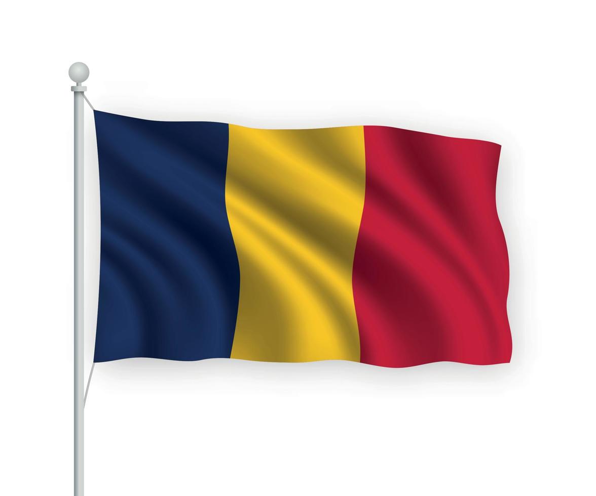3d waving flag Chad Isolated on white background. vector