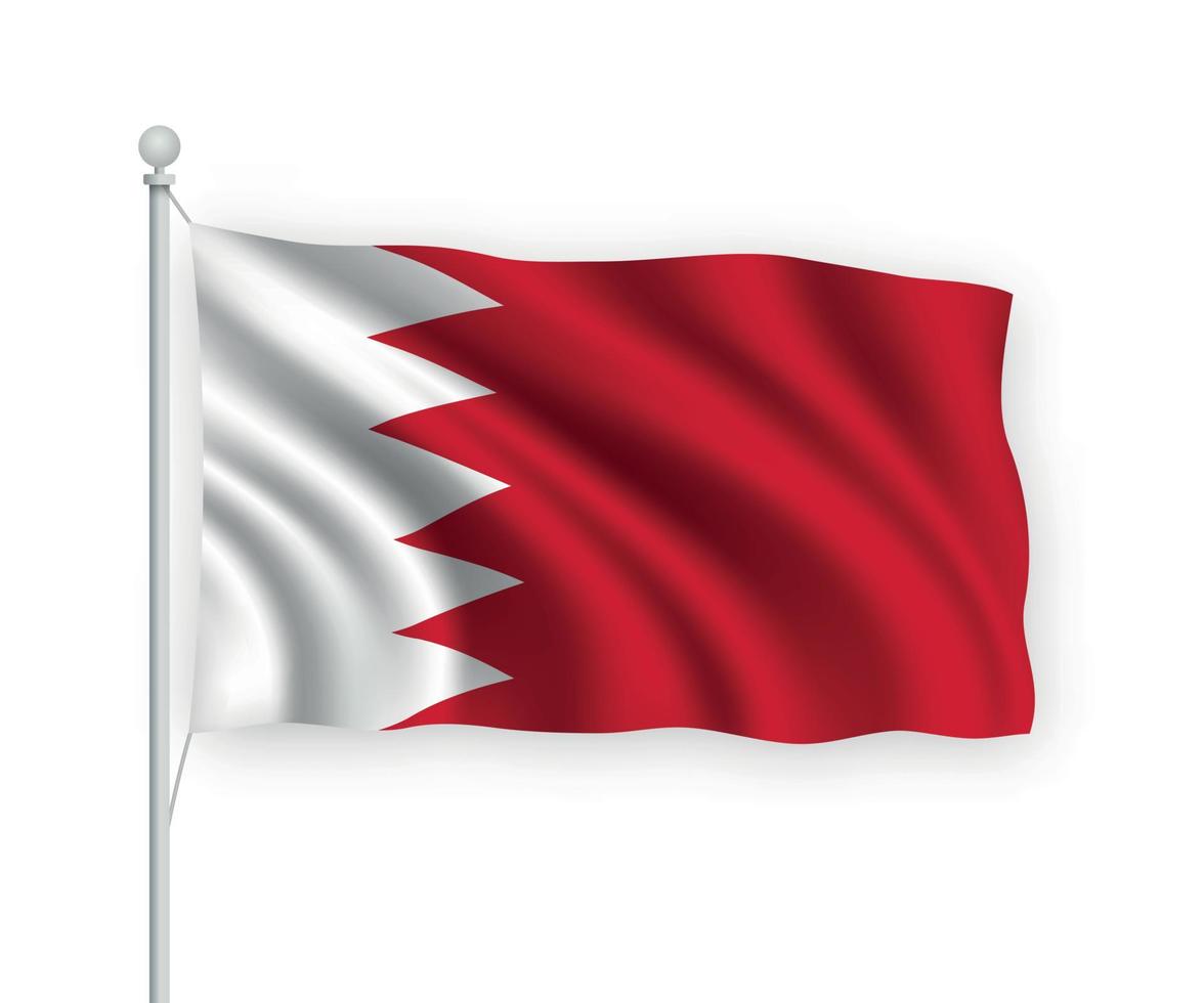 3d waving flag Bahrain Isolated on white background. vector