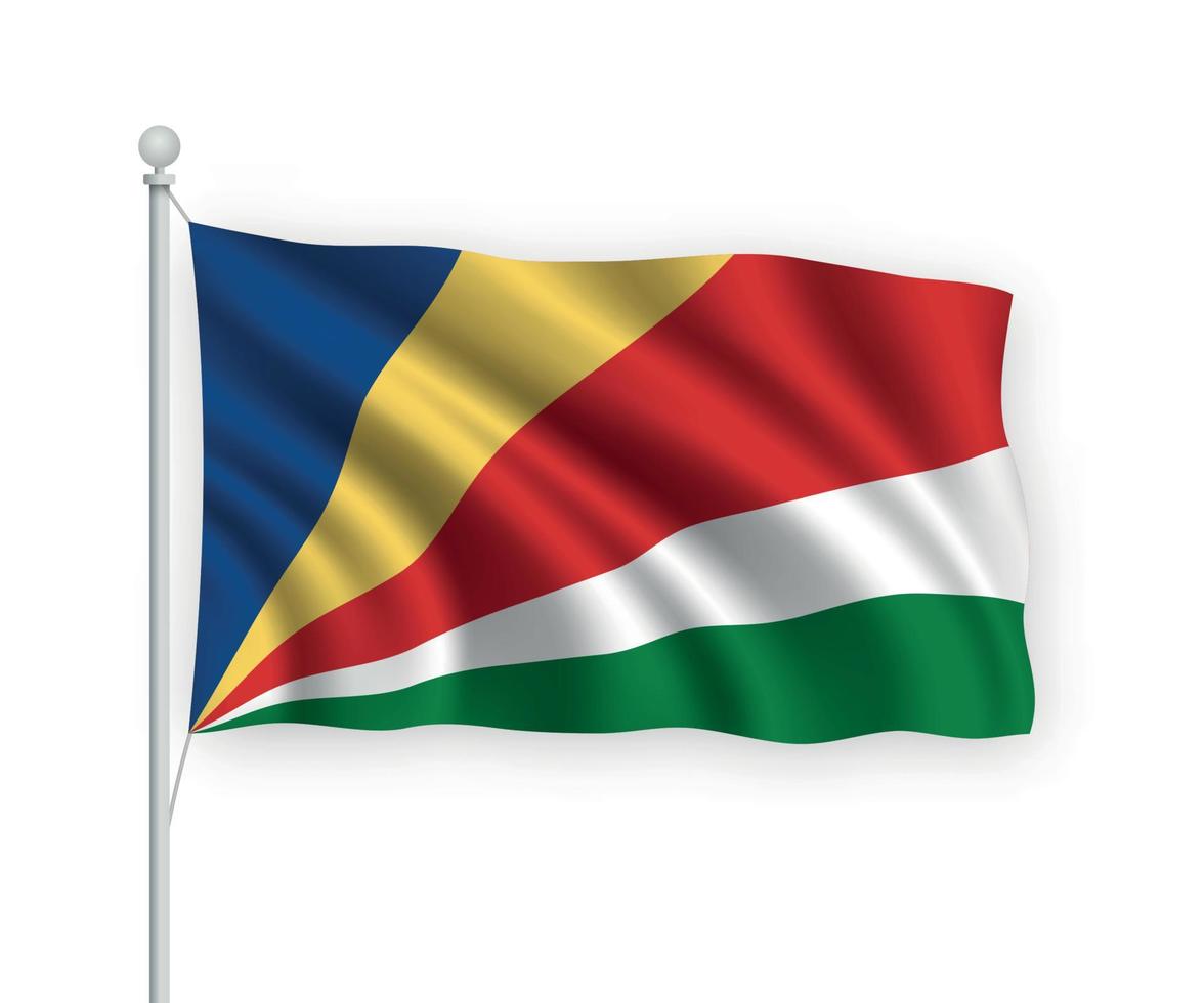 3d waving flag Seychelles Isolated on white background. vector