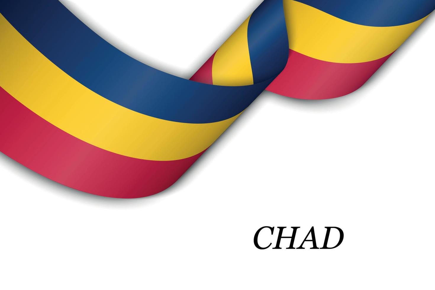 Waving ribbon or banner with flag of Chad. vector