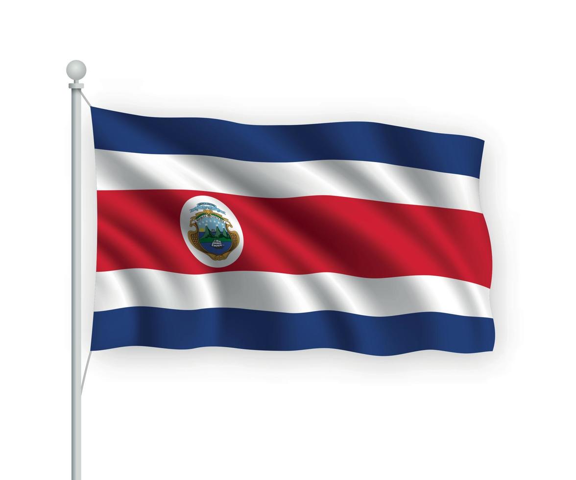 3d bandera ondeante costa rica aislado sobre fondo blanco. vector