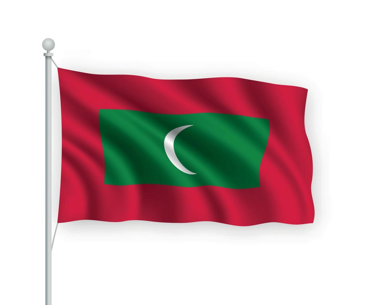 3d waving flag Maldives Isolated on white background. vector