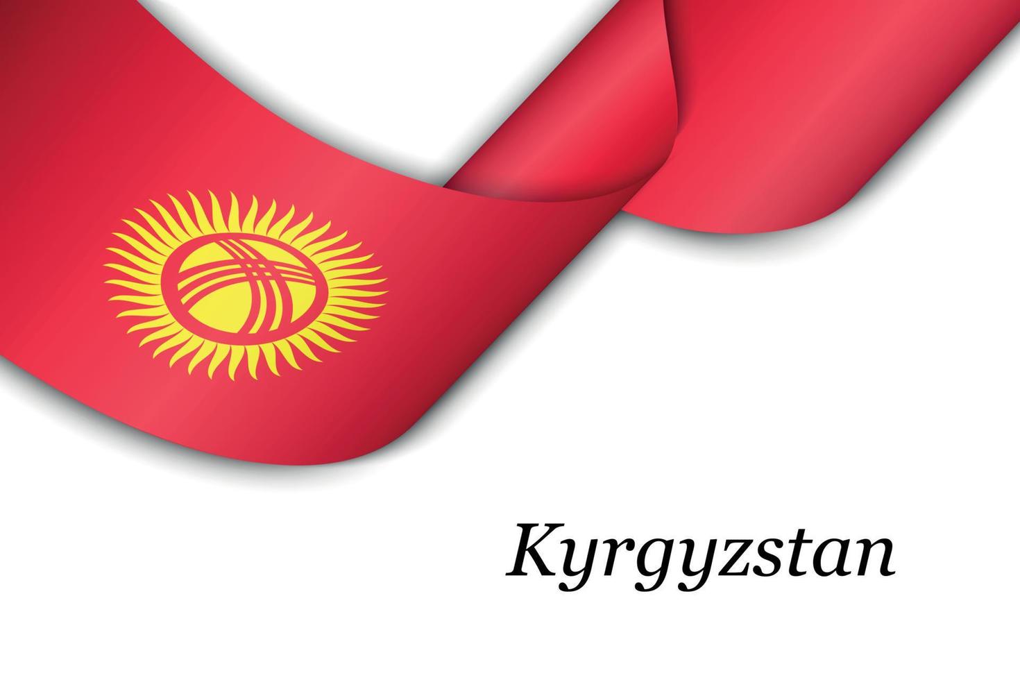Waving ribbon or banner with flag of Kyrgyzstan vector
