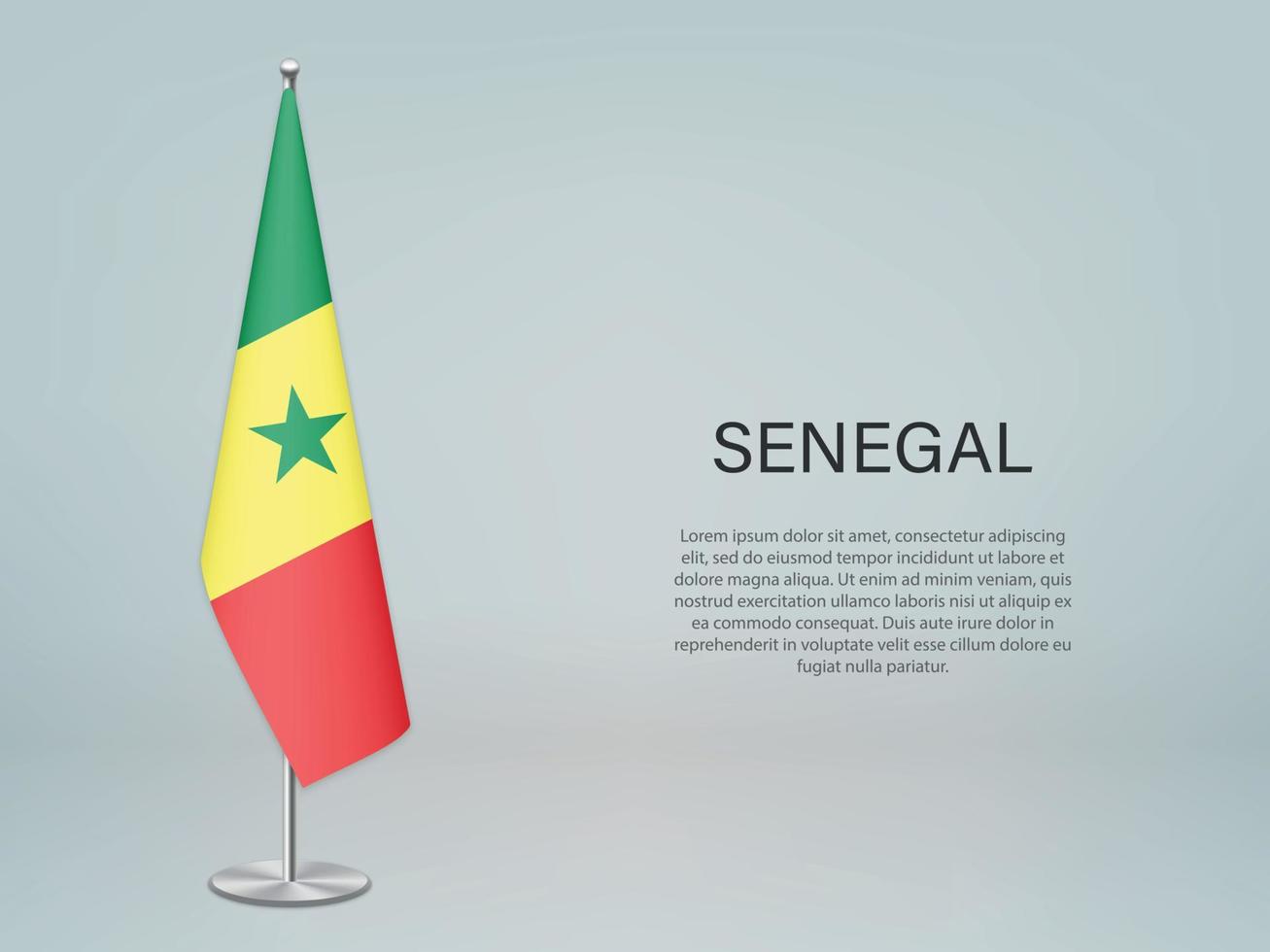 Senegal hanging flag on stand. Template forconference banner vector