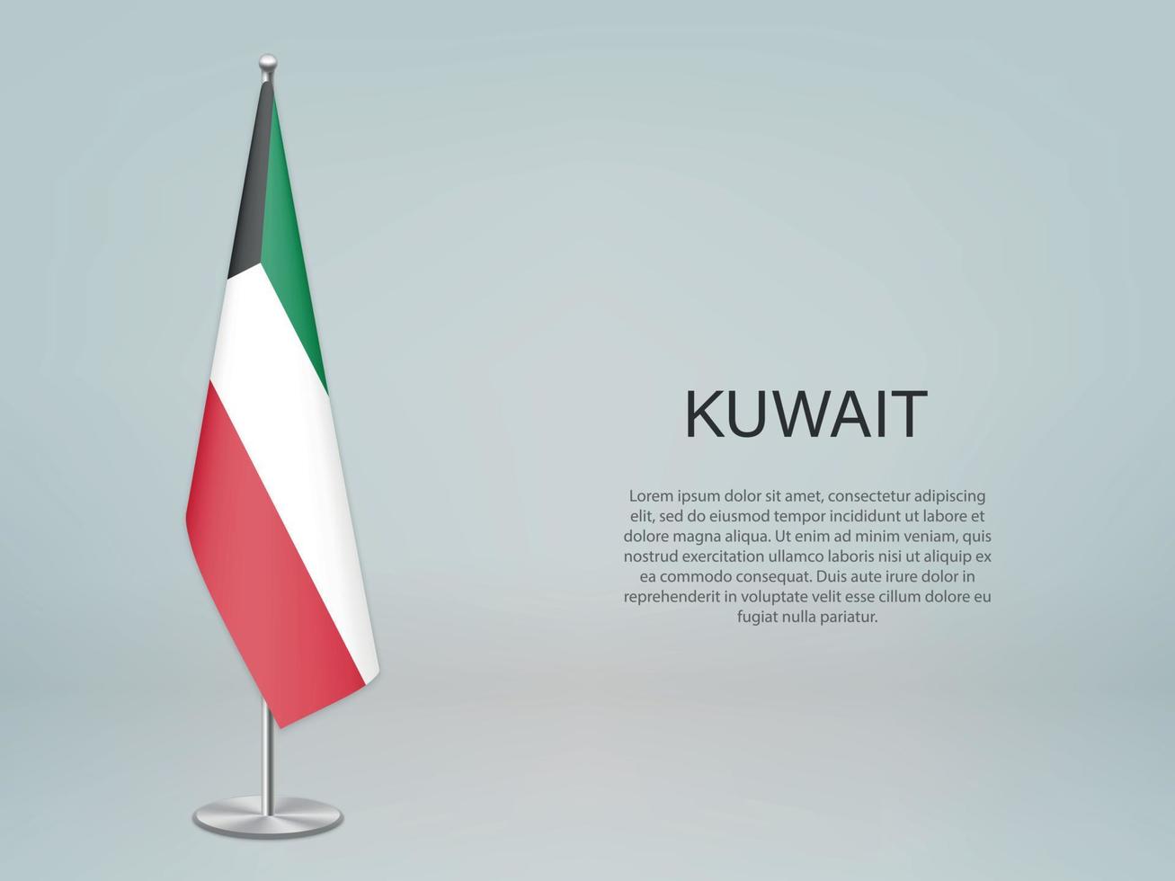 Kuwait hanging flag on stand. Template forconference banner vector