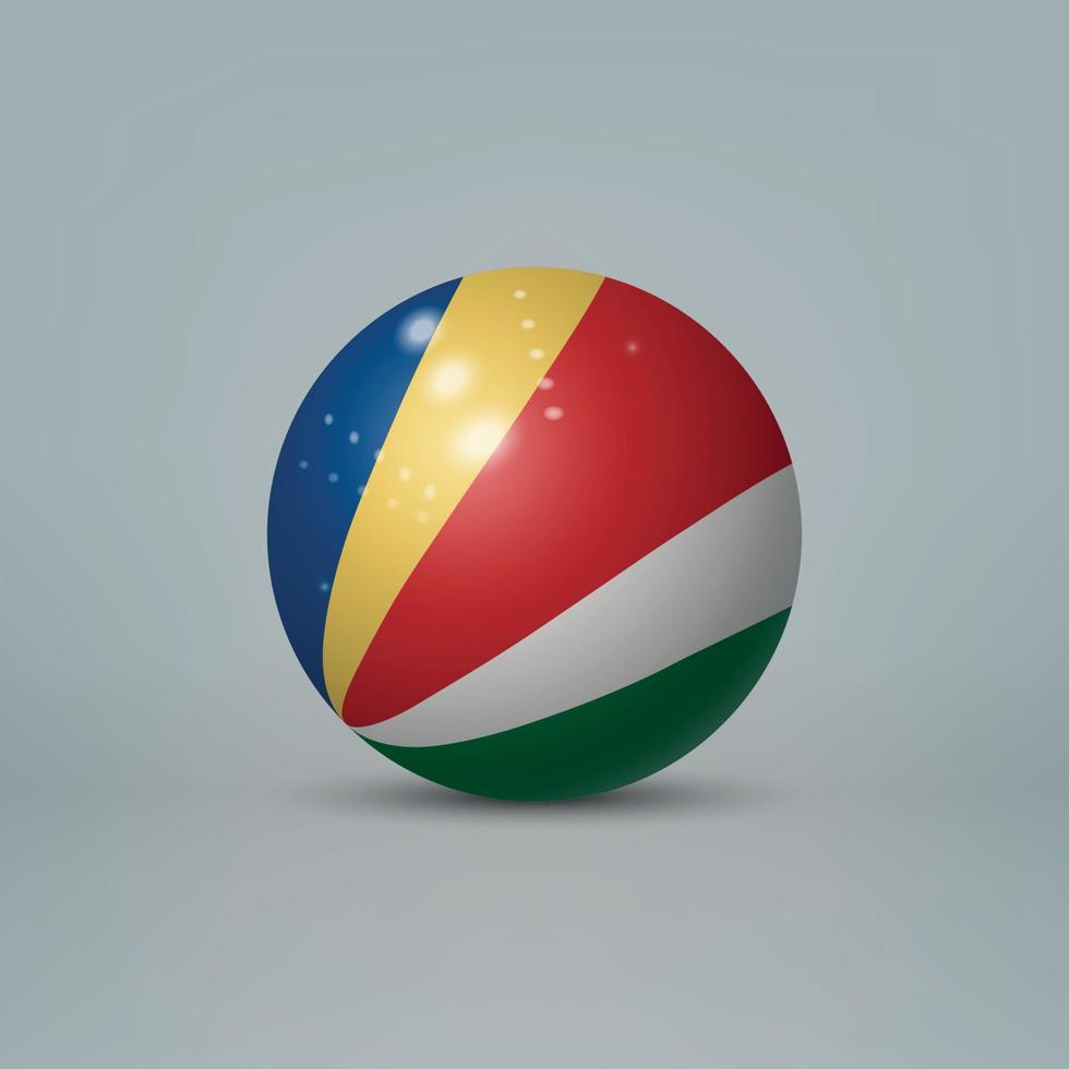 3d realistic glossy plastic ball or sphere with flag of Seychell vector