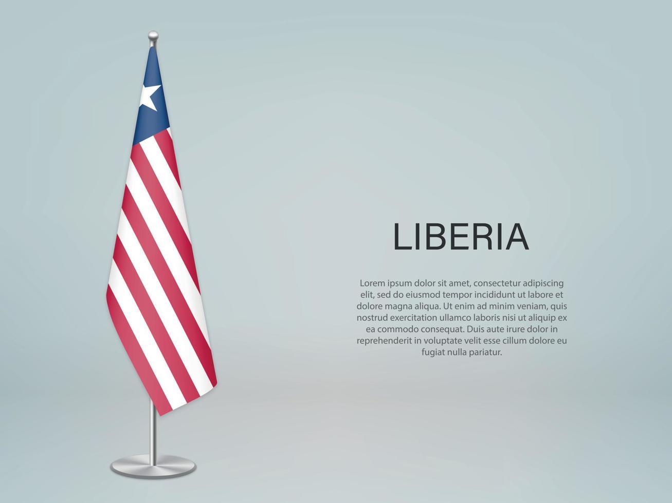 Liberia hanging flag on stand. Template forconference banner vector