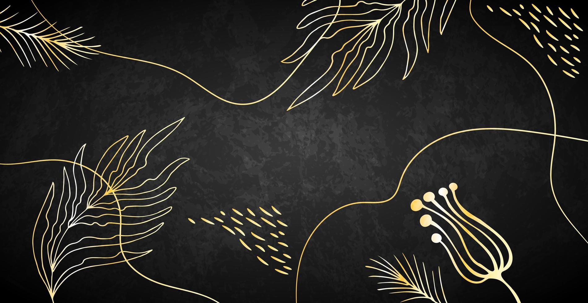 Luxury dark background with golden ornaments and lines - Vector