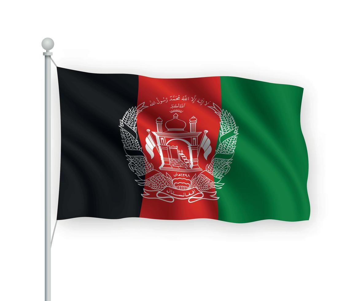 3d waving flag Afghanistan Isolated on white background. vector