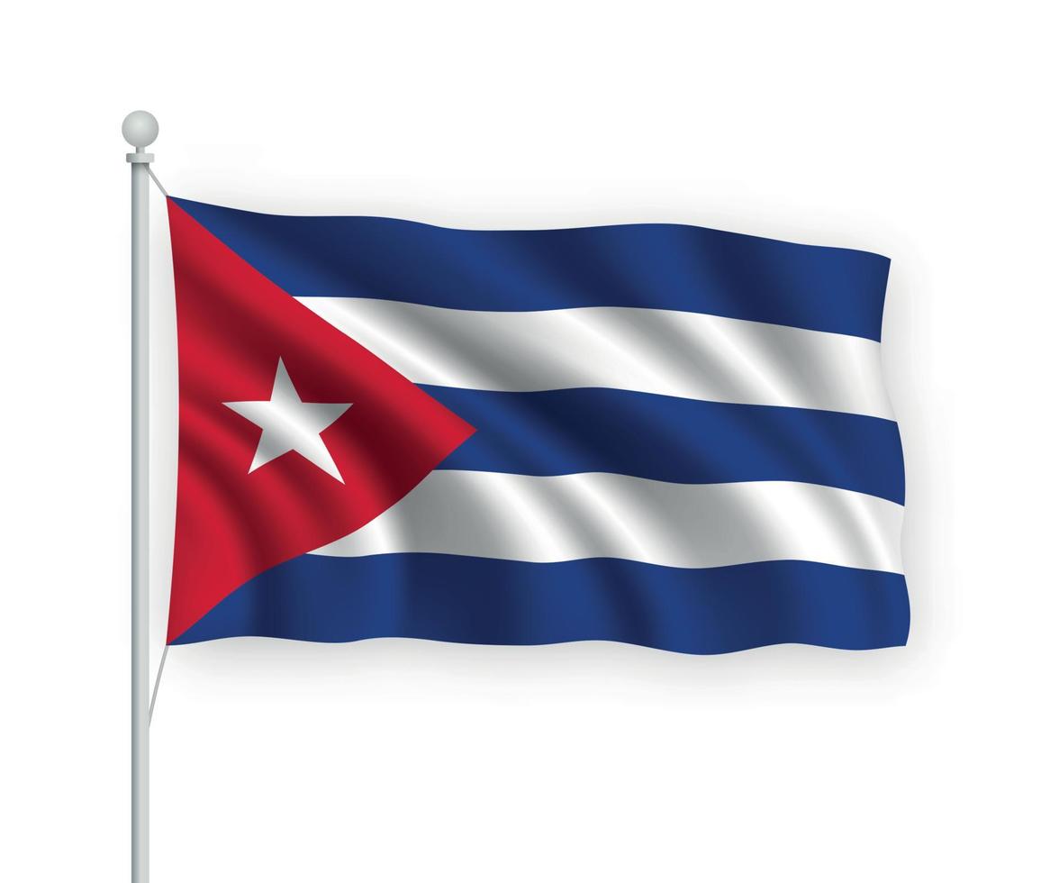 3d bandera ondeante cuba aislado sobre fondo blanco. vector