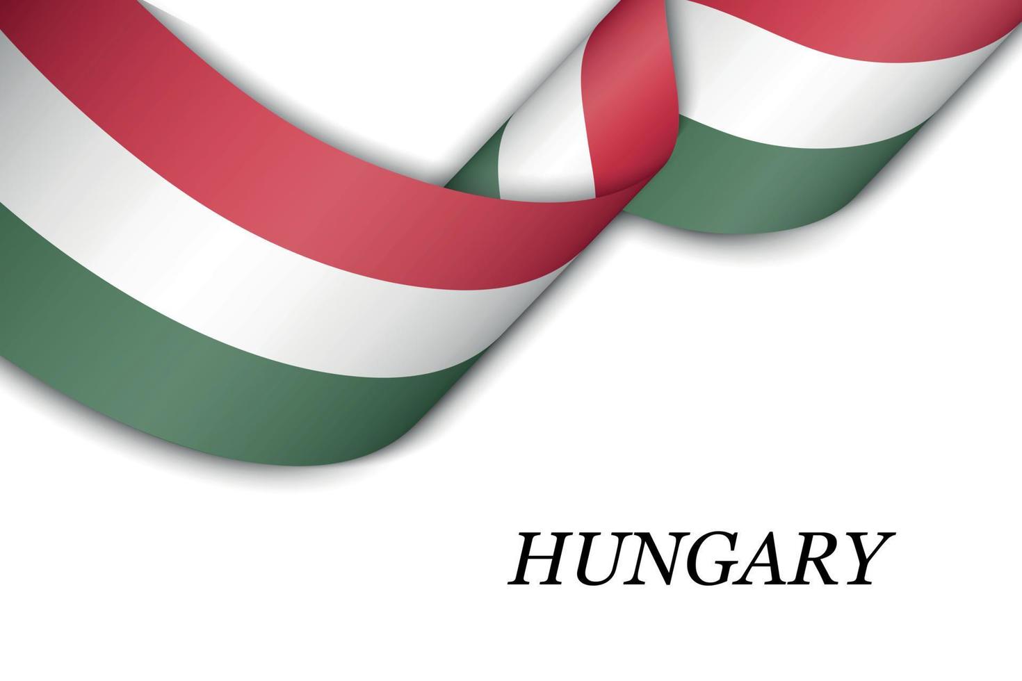 Waving ribbon or banner with flag of Hungary vector