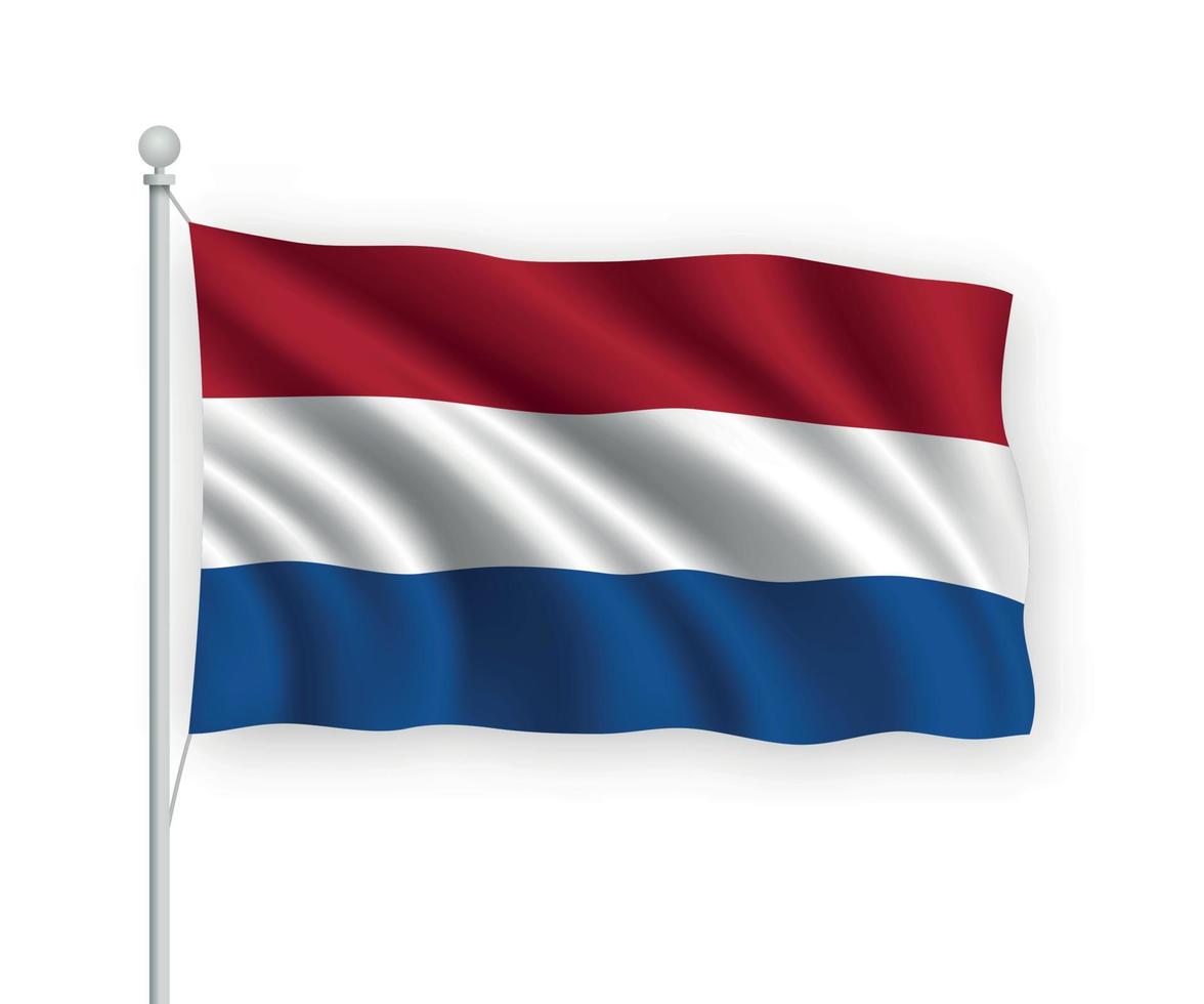 3d waving flag Netherlands Isolated on white background. vector