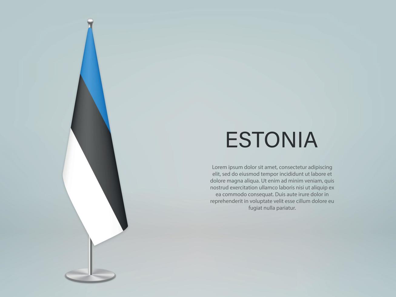 Estonia colgando la bandera en el stand. plantilla para banner de conferencia vector