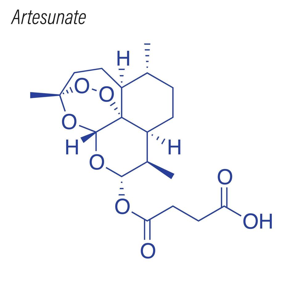 Vector Skeletal formula of Artesunate. Drug chemical molecule.