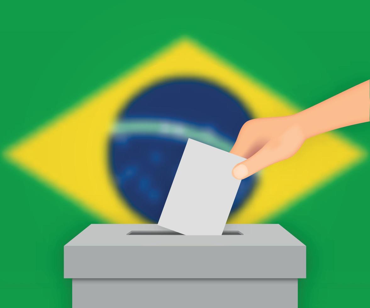 Brazil election banner background. Ballot Box with blurred flag Template for your design vector