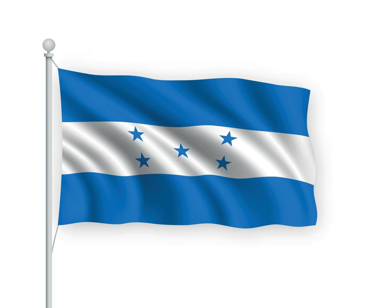 3d bandera ondeante honduras aislado sobre fondo blanco. vector