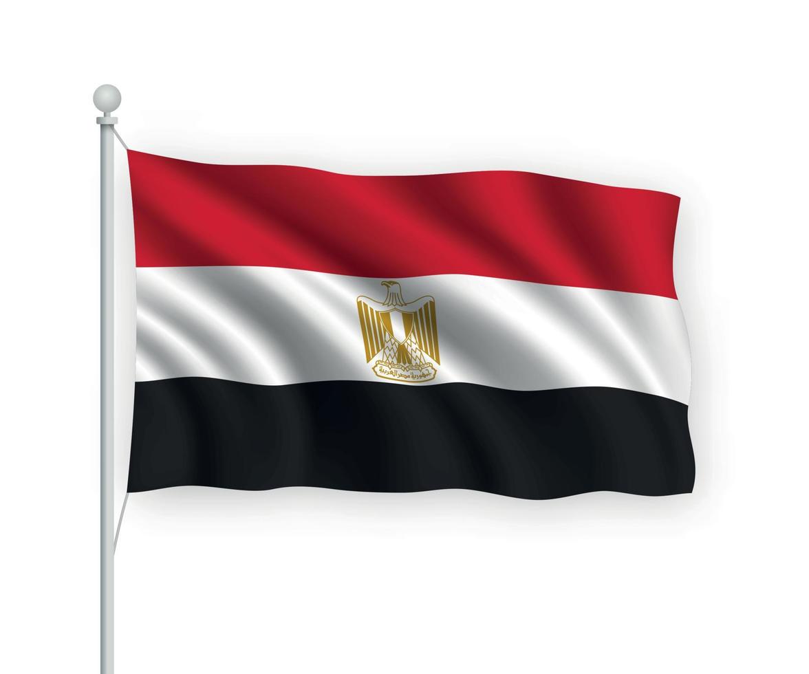 3d waving flag Egypt Isolated on white background. vector