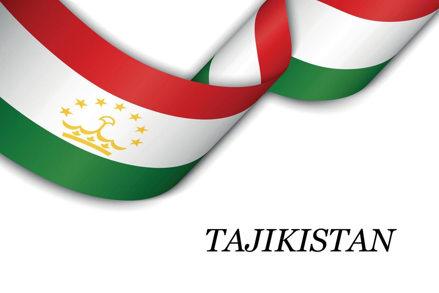 Waving ribbon or banner with flag of Tajikistan vector