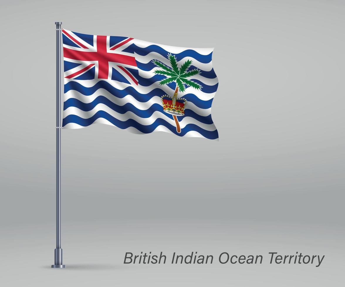 Waving flag of British Indian Ocean Territory - territory of Uni vector