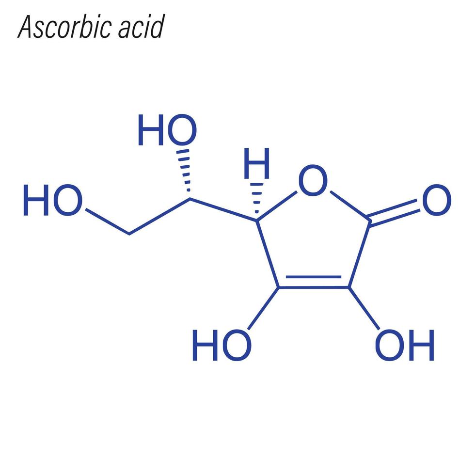 fórmula esquelética vectorial de ácido ascórbico. molécula química de drogas vector