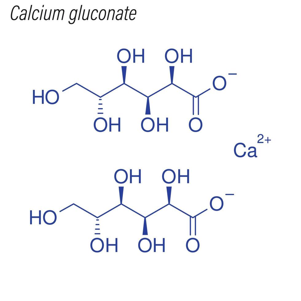 fórmula esquelética vectorial de gluconato de calcio. topo químico de drogas vector