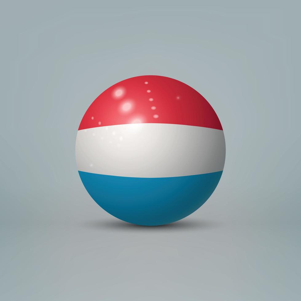 3d realistic glossy plastic ball or sphere with flag of Luxembou vector