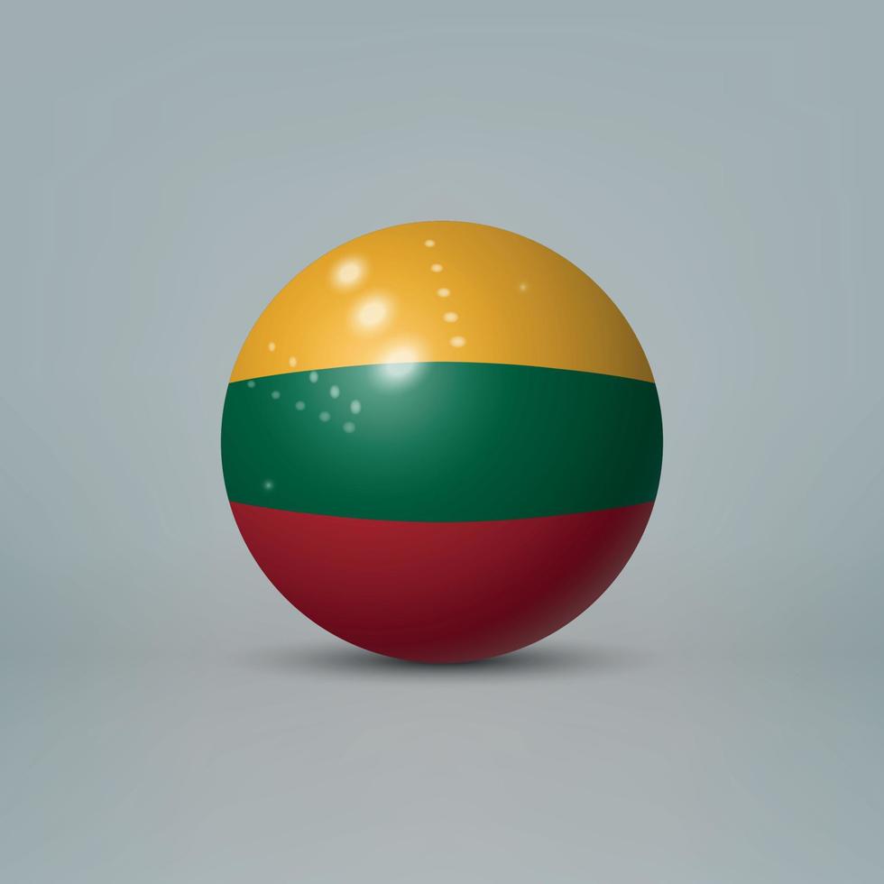 3d realistic glossy plastic ball or sphere with flag of Lithuani vector