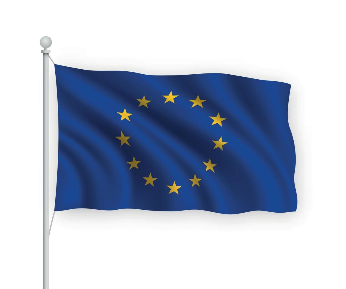 3d waving flag European Union Isolated on white background. vector