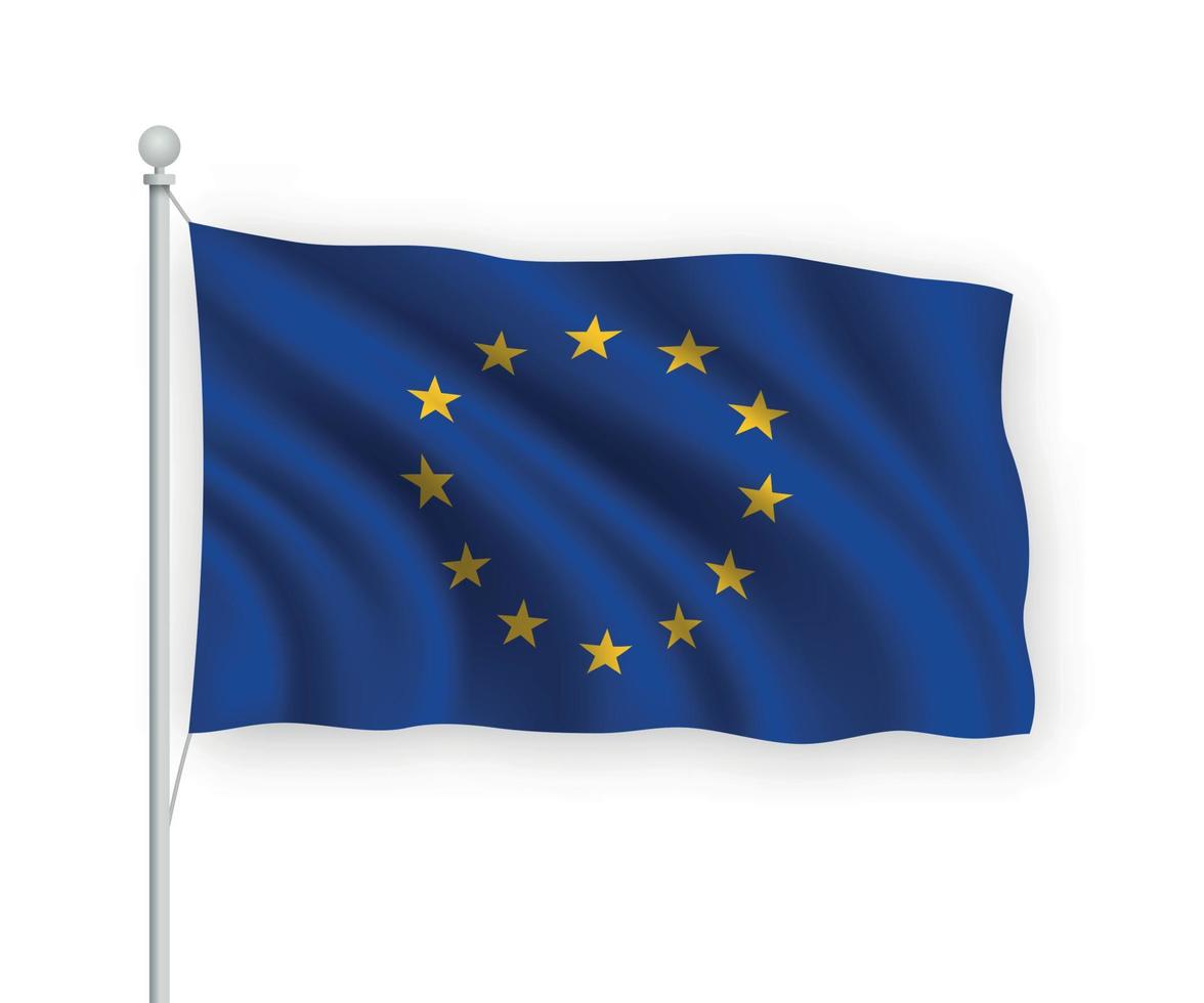 3d bandera ondeante unión europea aislado sobre fondo blanco. vector