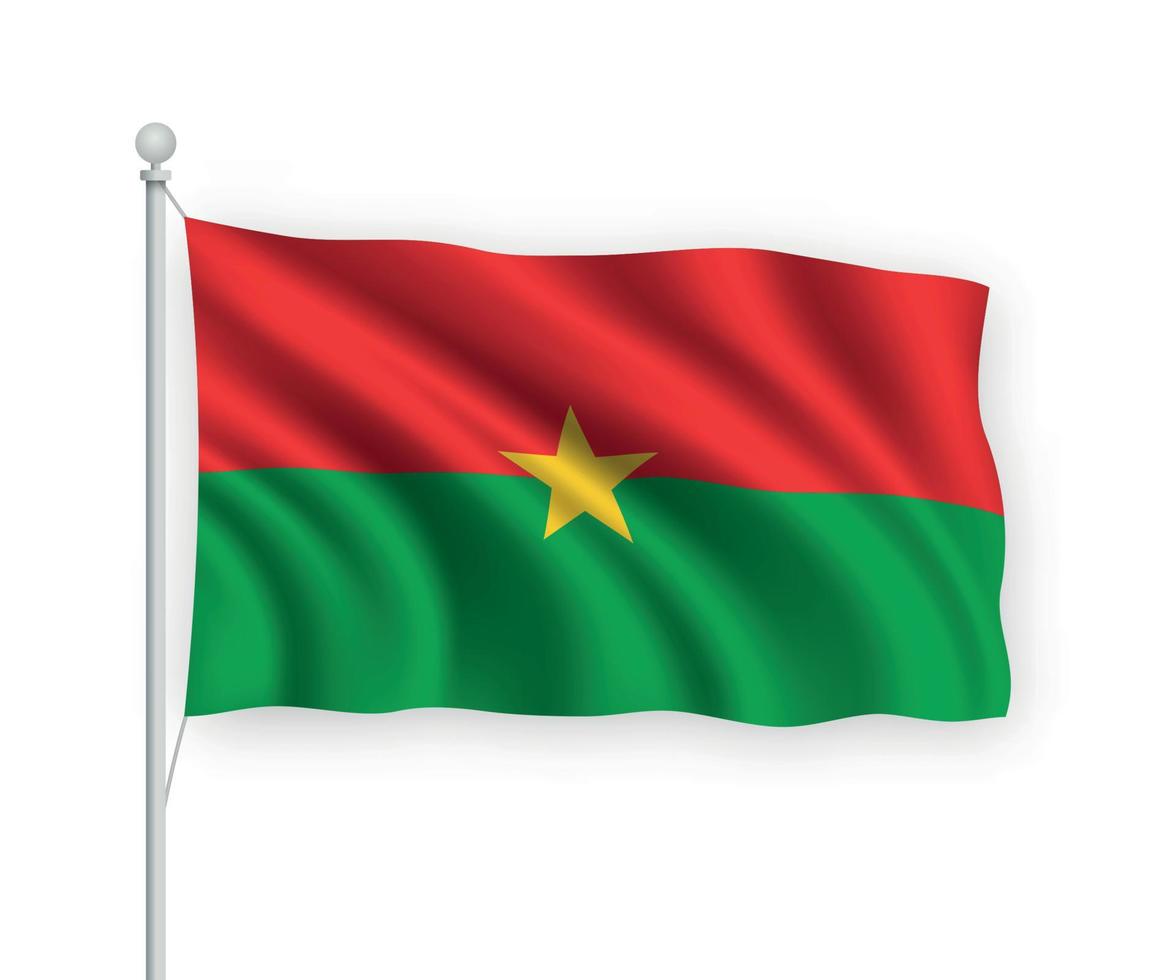 3d bandera ondeante burkina faso aislado sobre fondo blanco. vector