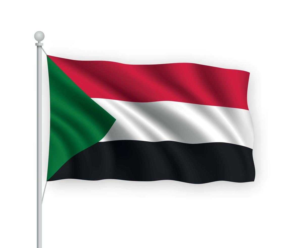 3d waving flag Sudan Isolated on white background. vector