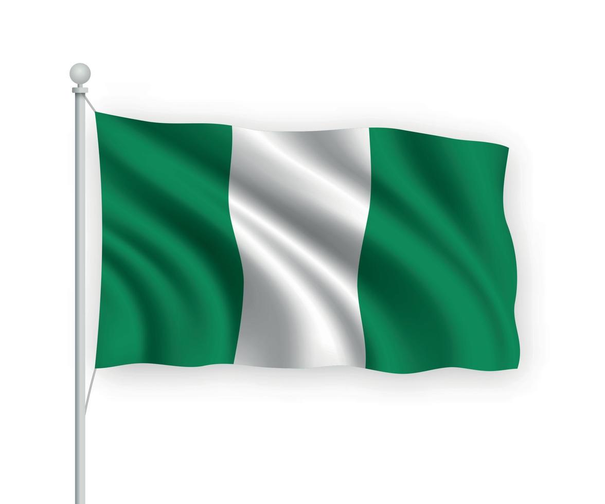 3d waving flag Nigeria Isolated on white background. vector