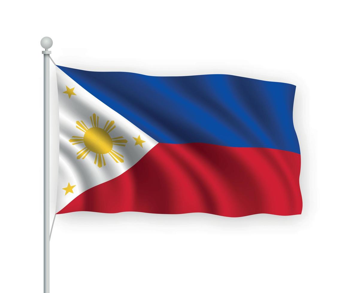 3d bandera ondeante filipinas aislado sobre fondo blanco. vector