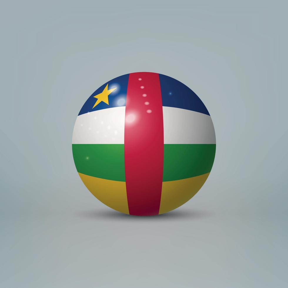 3d realistic glossy plastic ball or sphere with flag of Central vector