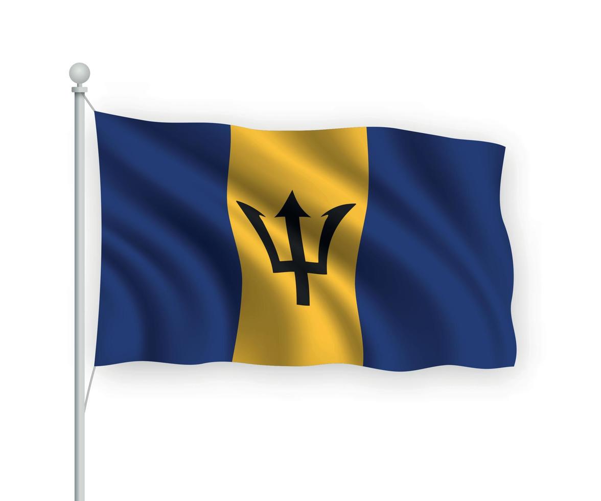 3d bandera ondeante barbados aislado sobre fondo blanco. vector