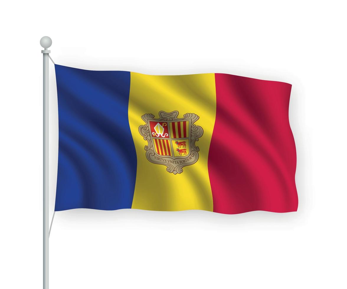 3d waving flag Andorra Isolated on white background. vector