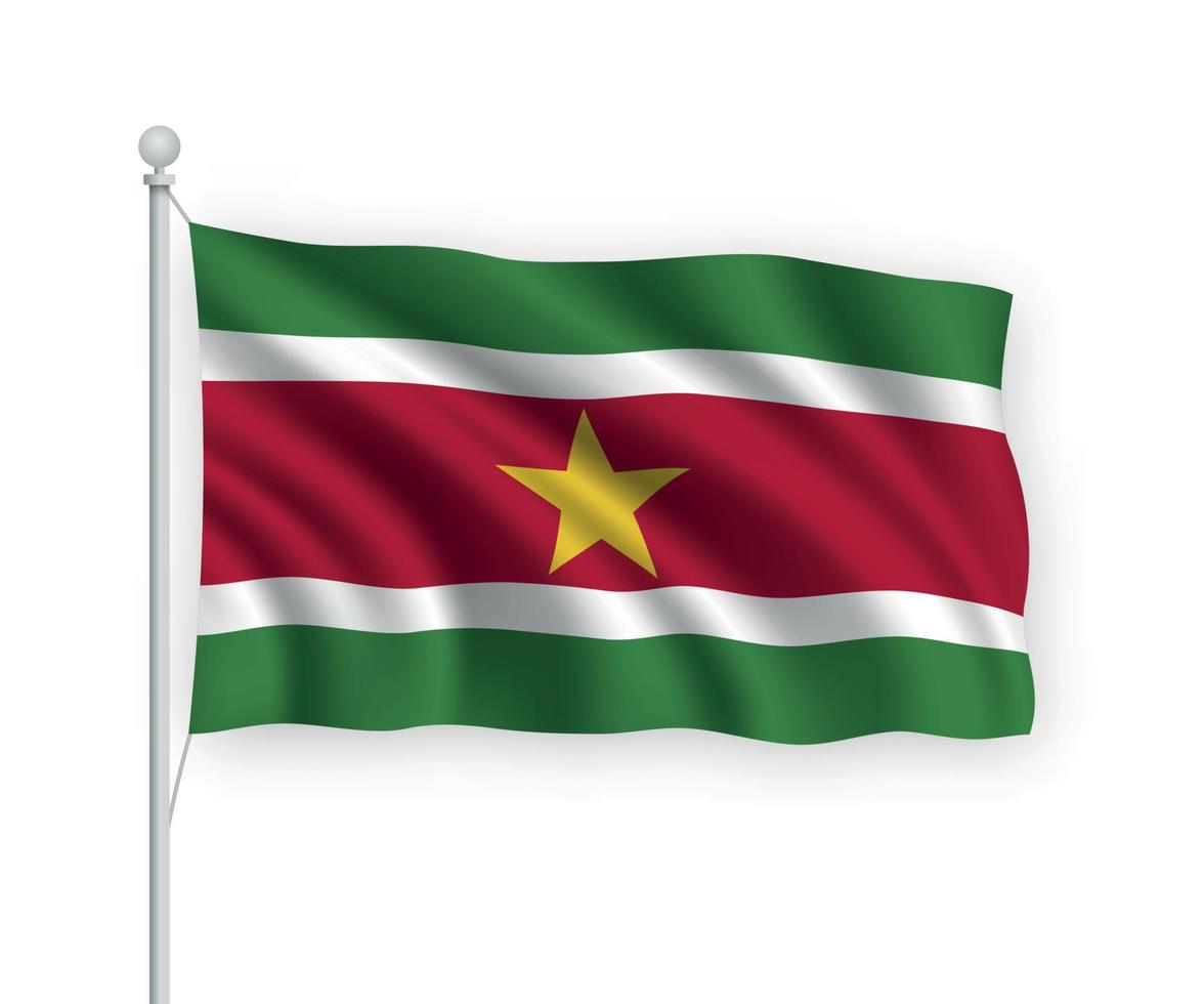 3d waving flag Suriname Isolated on white background. vector