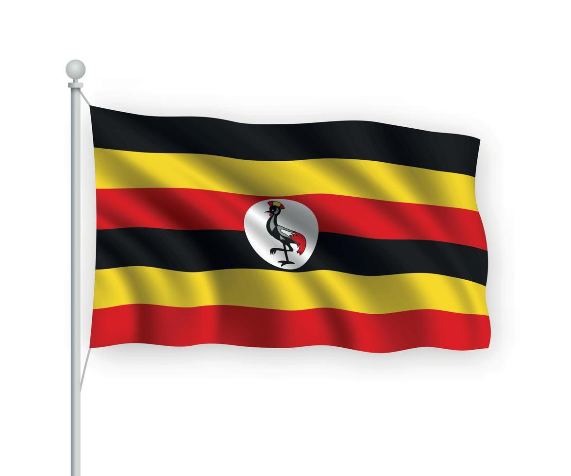 3d waving flag Uganda Isolated on white background. vector