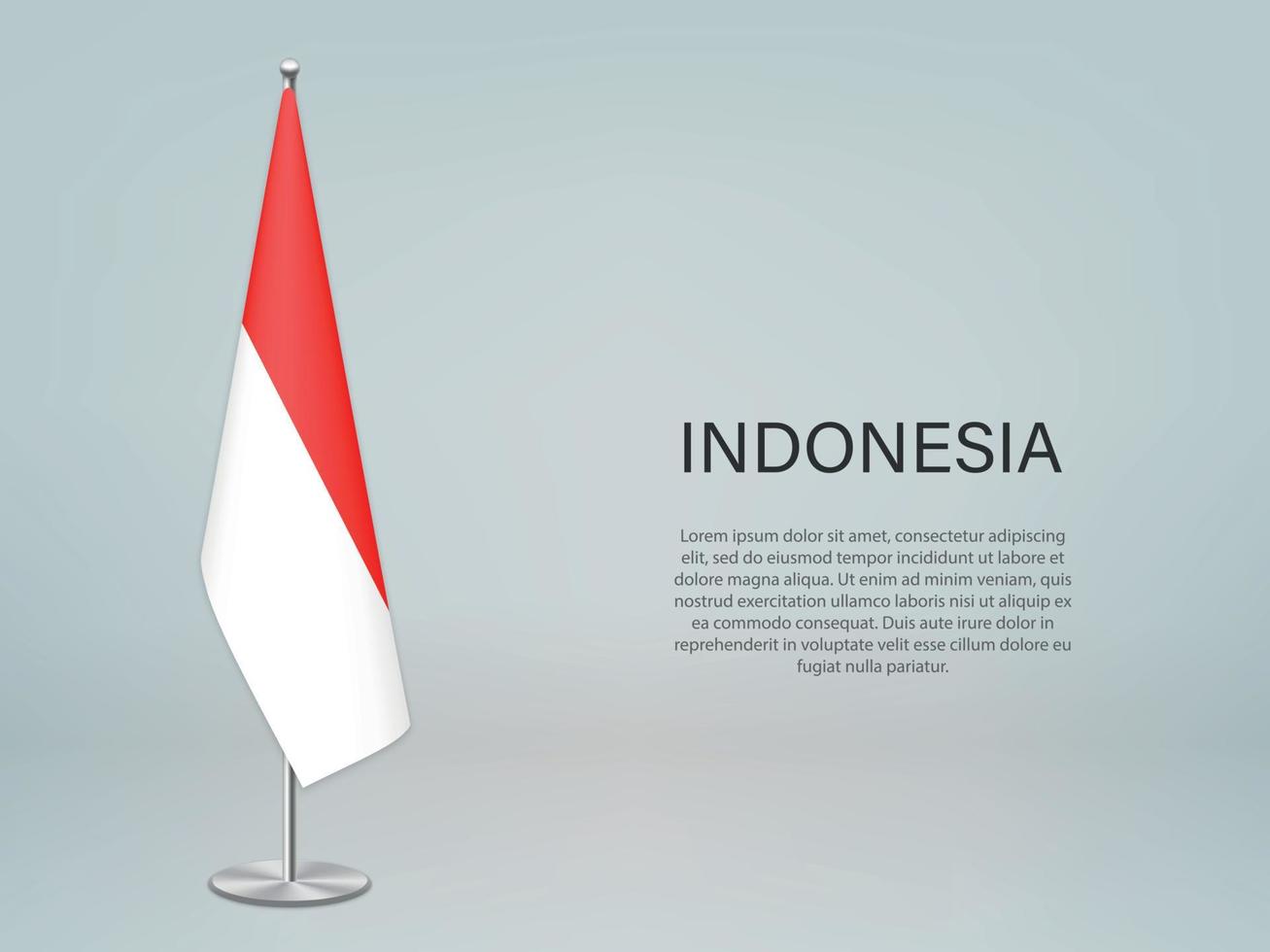 Indonesia hanging flag on stand. Template forconference banner vector